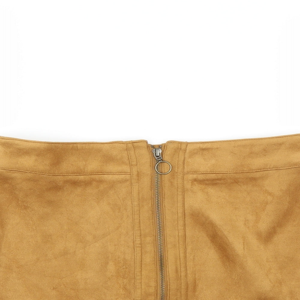 ESMARA Womens Brown   Mini Skirt Size 14  - Zip Detail