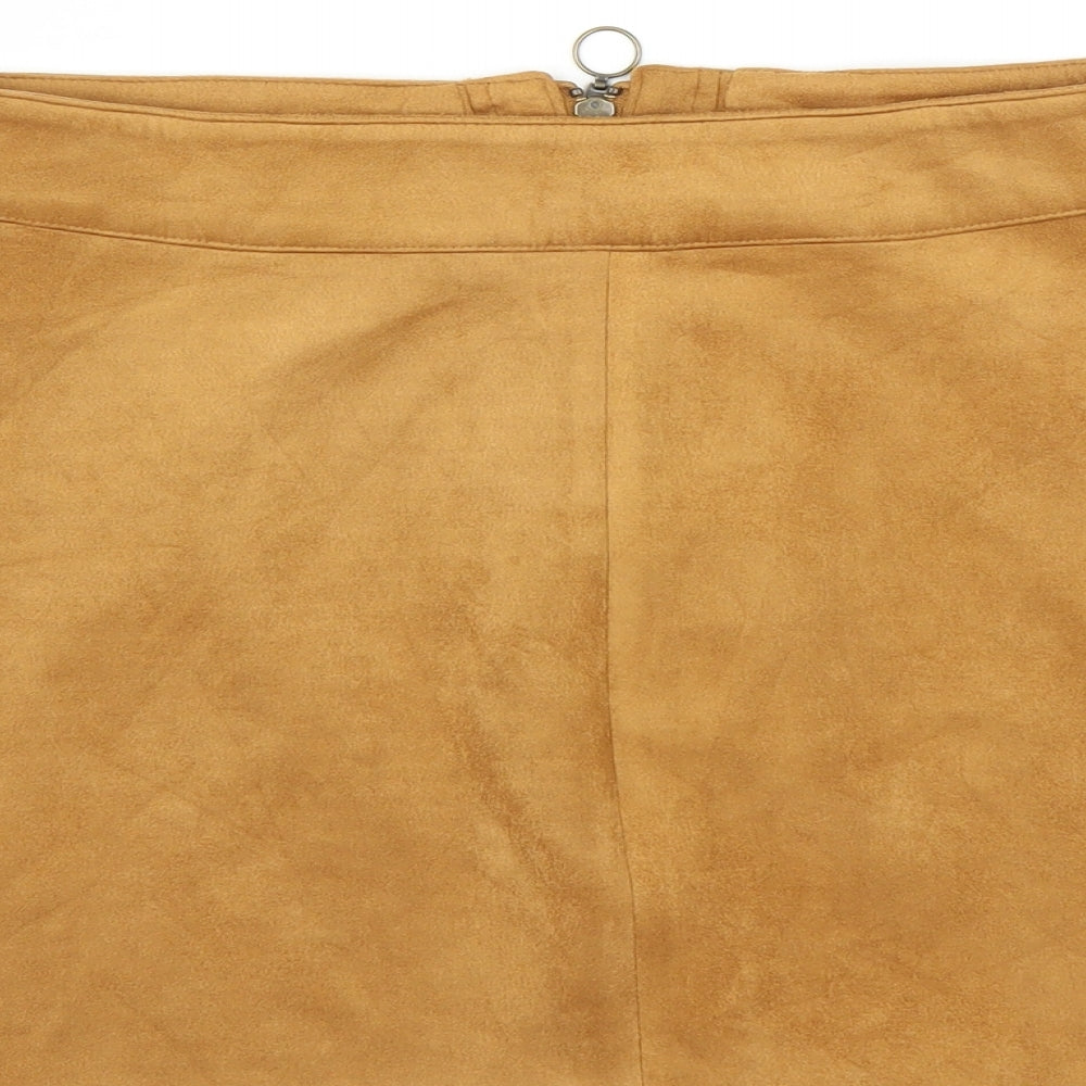ESMARA Womens Brown   Mini Skirt Size 14  - Zip Detail