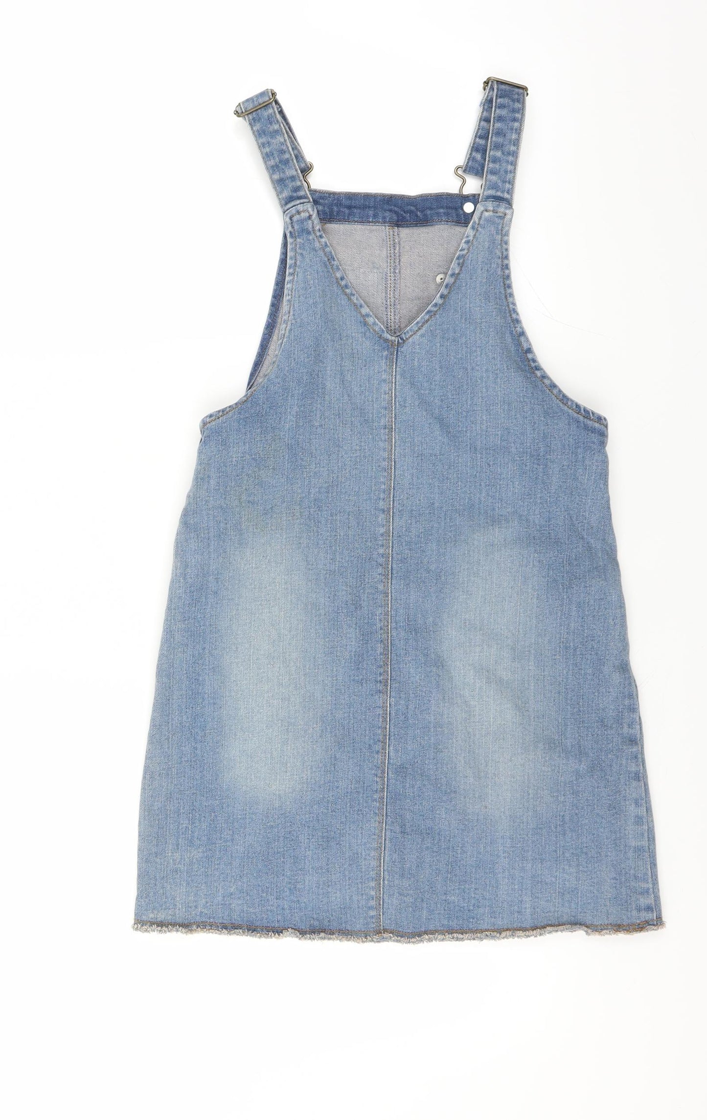 Nutmeg Girls Blue   Pinafore/Dungaree Dress  Size 9-10 Years  - Floral embroidery