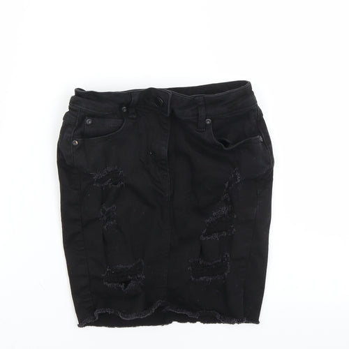 New Look Womens Black   Mini Skirt Size 8  - DISTRESSED