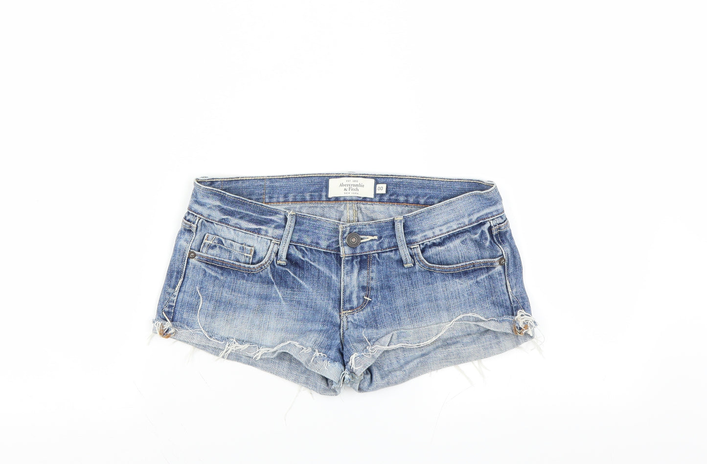 Abercrombie & Fitch Womens Blue   Hot Pants Shorts Size XS - DISTRESSED