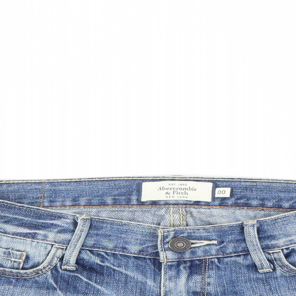 Abercrombie & Fitch Womens Blue   Hot Pants Shorts Size XS - DISTRESSED