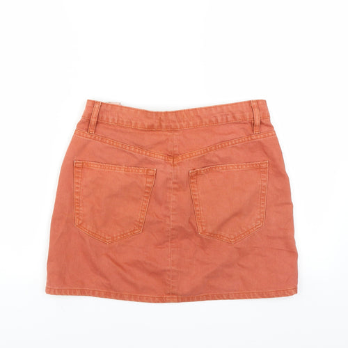 Zara Womens Orange  Denim Mini Skirt Size M