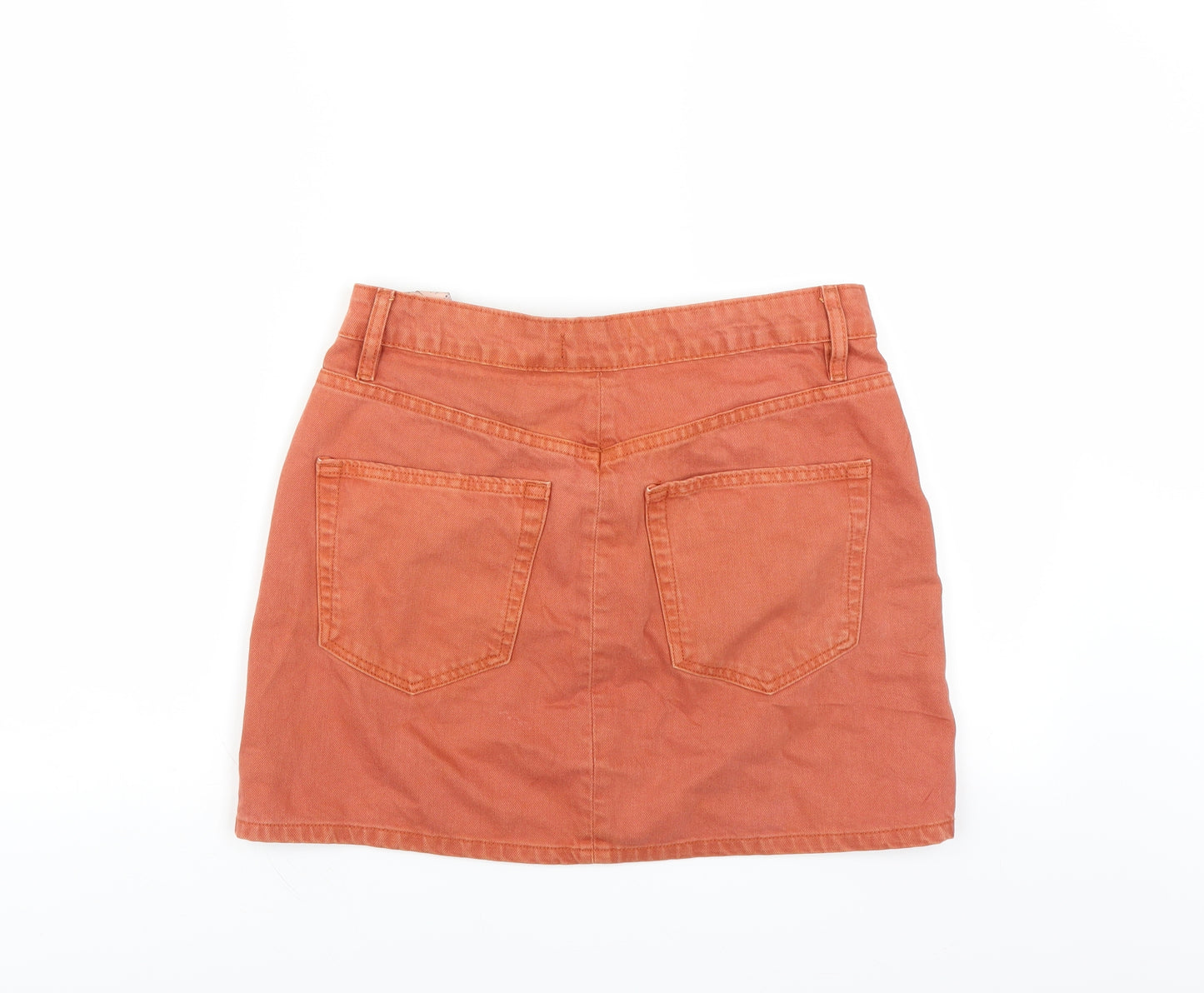 Zara Womens Orange  Denim Mini Skirt Size M