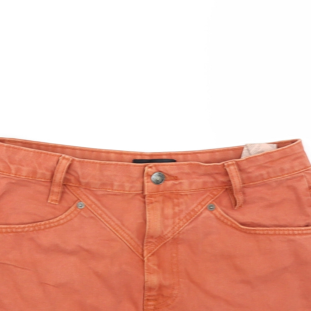 Zara Womens Orange  Denim Mini Skirt Size M