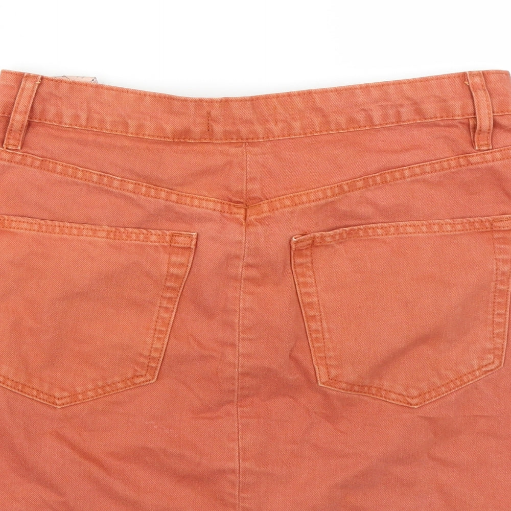 Zara Womens Orange  Denim Mini Skirt Size M