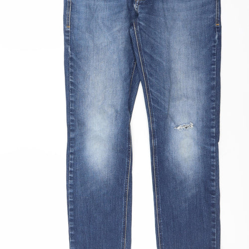 NEXT Mens Blue   Straight Jeans Size 30 L31 in - DISTRESSED