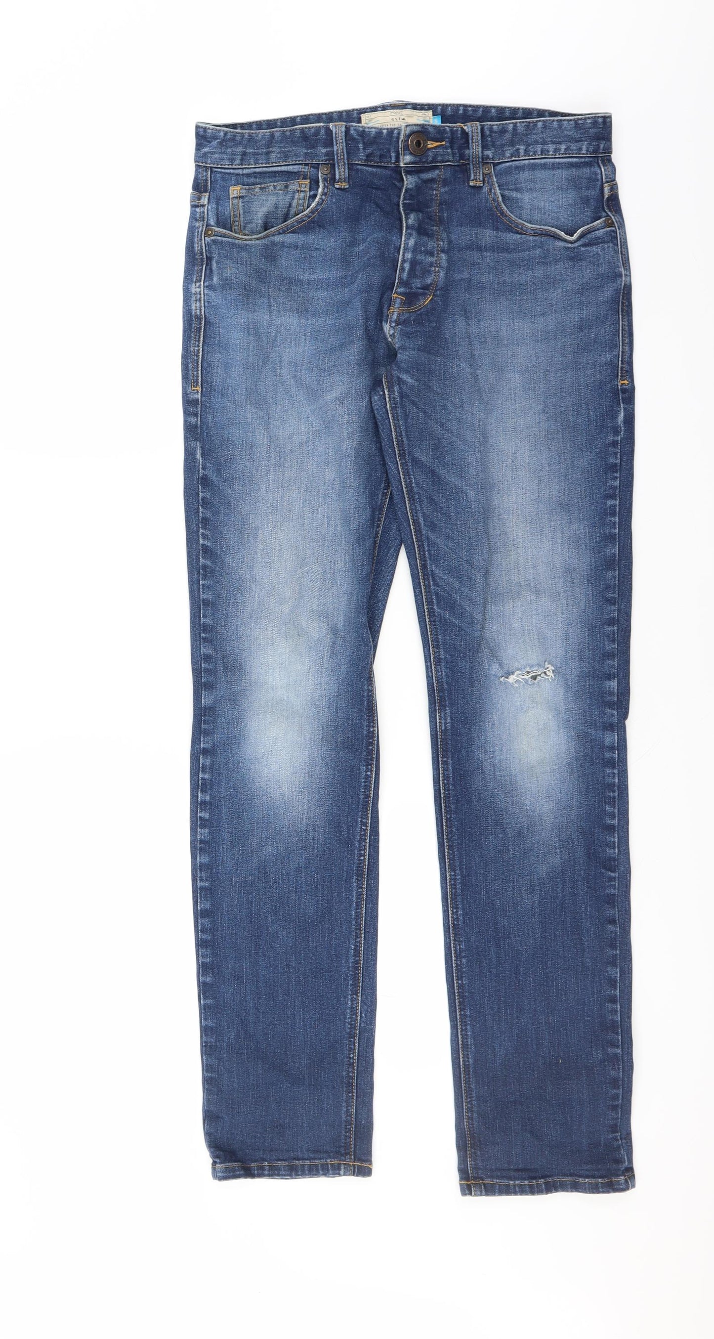 NEXT Mens Blue   Straight Jeans Size 30 L31 in - DISTRESSED