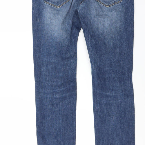 NEXT Mens Blue   Straight Jeans Size 30 L31 in - DISTRESSED