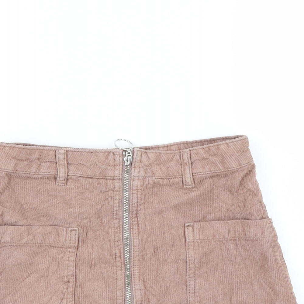 Topshop Womens Pink  Corduroy Mini Skirt Size 6