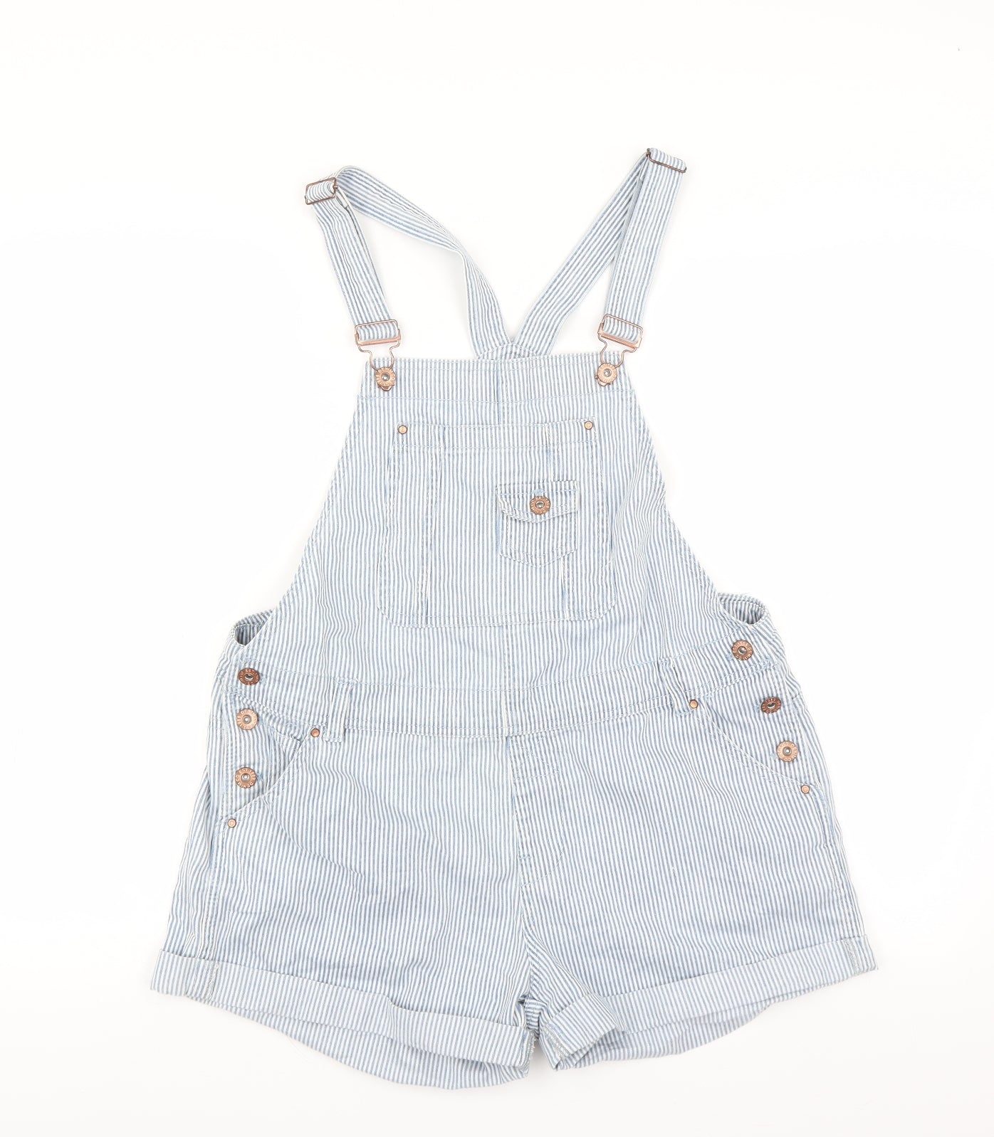 Primark Womens Blue Striped  Dungaree One-Piece Size 14  - Dungaree shorts