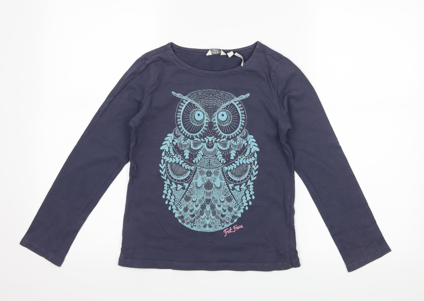 Fat Face Girls Blue  Jersey Basic T-Shirt Size 8-9 Years  - Owl