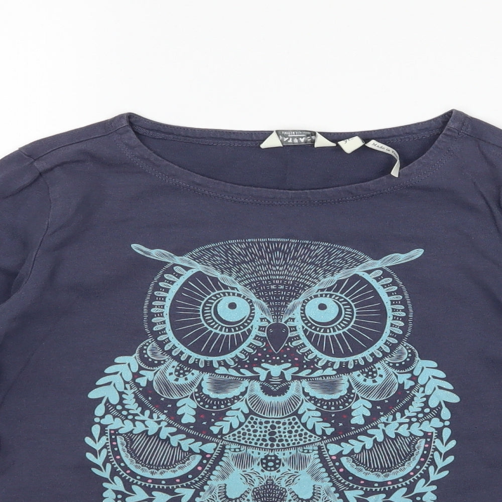 Fat Face Girls Blue  Jersey Basic T-Shirt Size 8-9 Years  - Owl