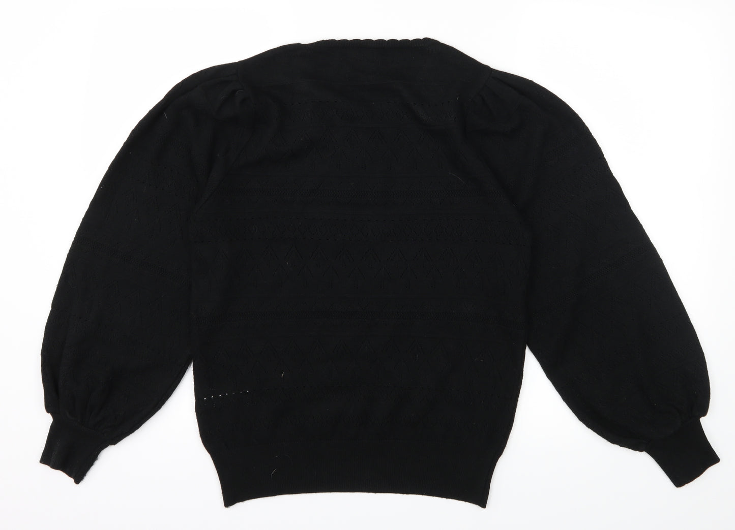 F&F Womens Black Geometric Knit Pullover Jumper Size 12