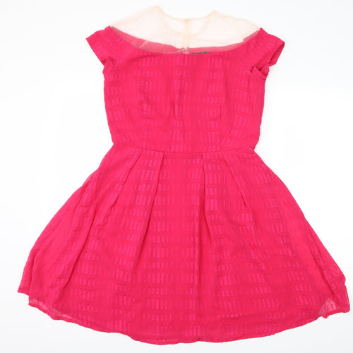 LITTLE MISTRESS Womens Pink Geometric  Fit & Flare  Size 12