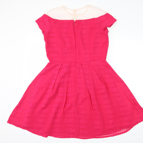 LITTLE MISTRESS Womens Pink Geometric  Fit & Flare  Size 12