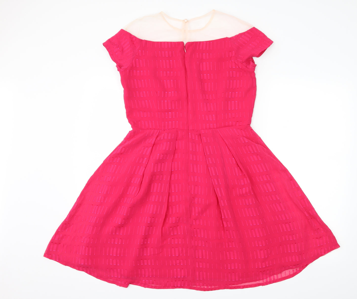 LITTLE MISTRESS Womens Pink Geometric  Fit & Flare  Size 12