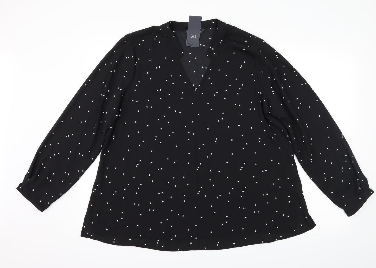 Marks and Spencer Womens Black Polka Dot  Basic Blouse Size 18