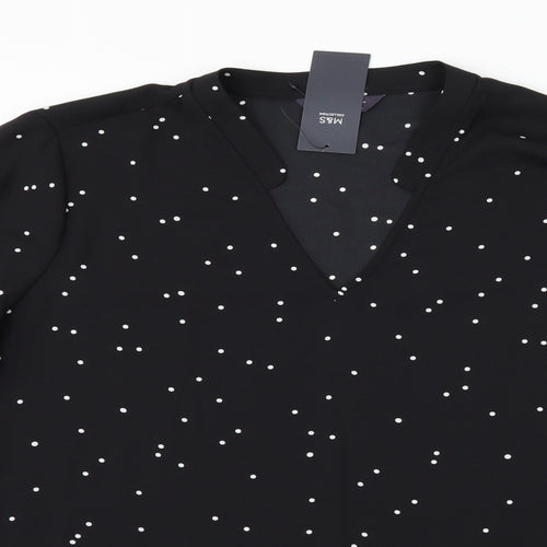 Marks and Spencer Womens Black Polka Dot  Basic Blouse Size 18