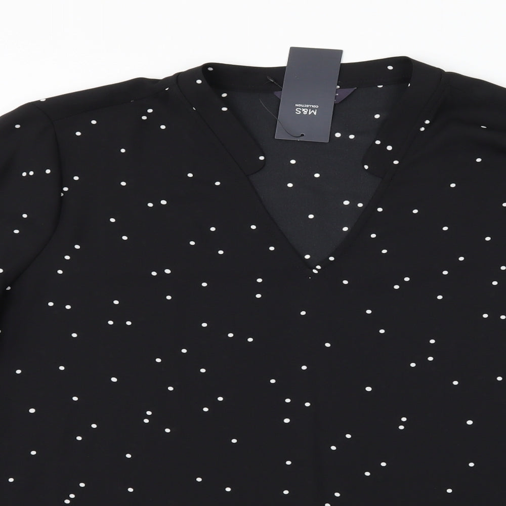 Marks and Spencer Womens Black Polka Dot  Basic Blouse Size 18
