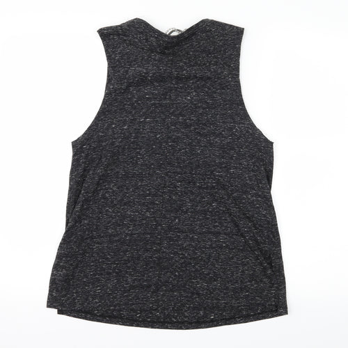Topshop Womens Grey  Jersey Basic T-Shirt Size 10  - Embelished Neckline