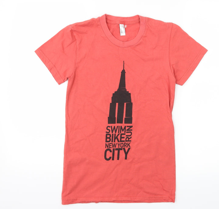 American Apparel Womens Red Jersey Basic T-Shirt Size S - Swim Bike Run