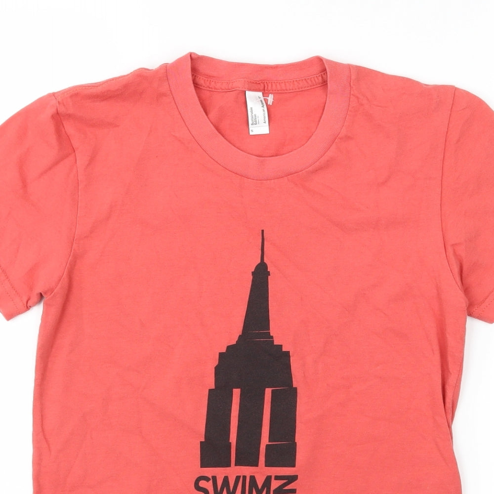 American Apparel Womens Red  Jersey Basic T-Shirt Size S  - Swim Bike Run