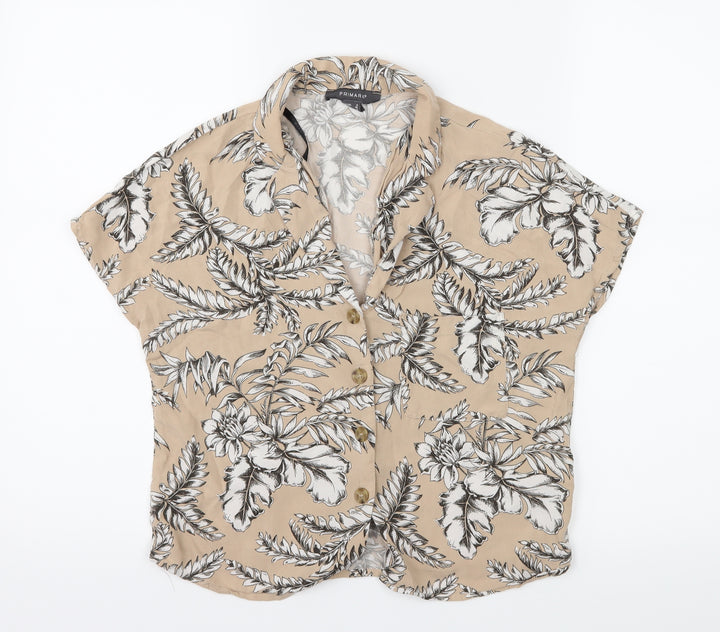 Primark Womens Beige Floral Basic Blouse Size 6