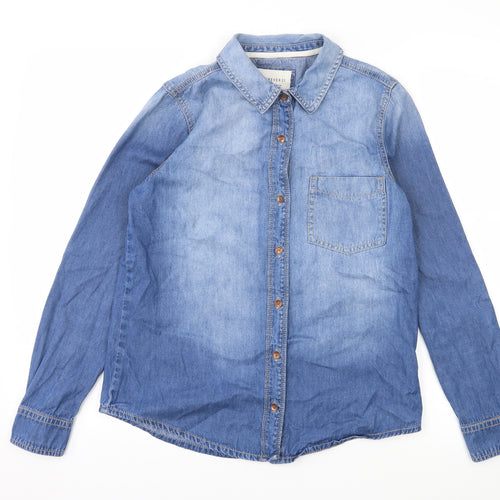 FOREVER 21 Womens Blue  Denim Basic Button-Up Size S