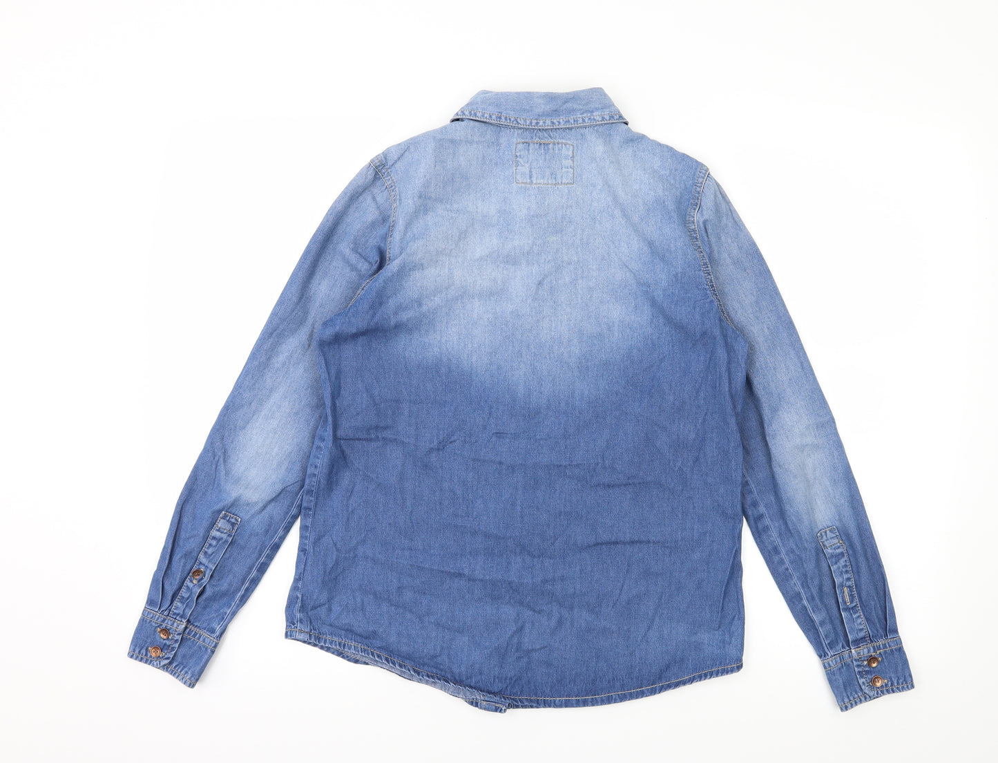 FOREVER 21 Womens Blue  Denim Basic Button-Up Size S