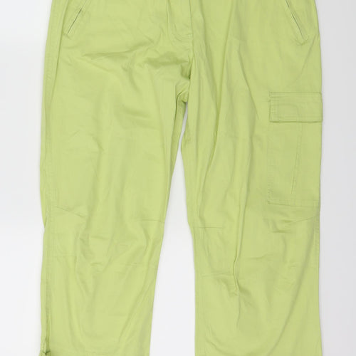 Kuala Womens Green Floral  Cropped Trousers Size 2XL L21 in
