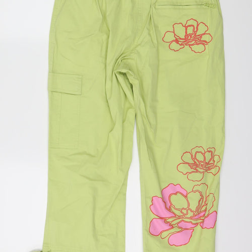 Kuala Womens Green Floral  Cropped Trousers Size 2XL L21 in