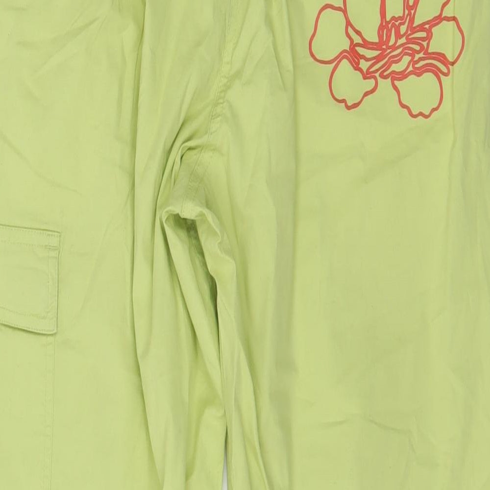 Kuala Womens Green Floral  Cropped Trousers Size 2XL L21 in