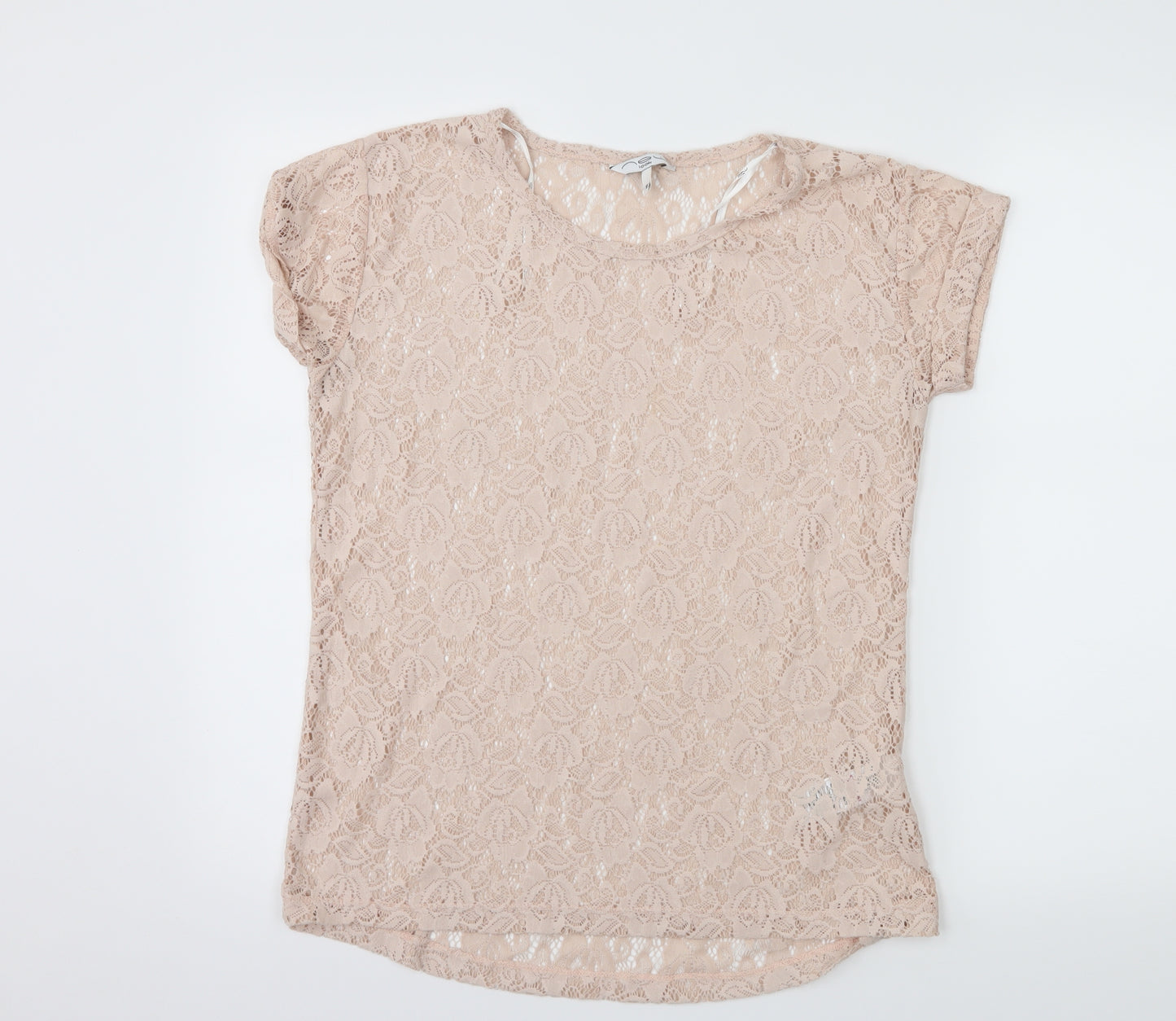 New Look Womens Pink  Lace Basic T-Shirt Size 10