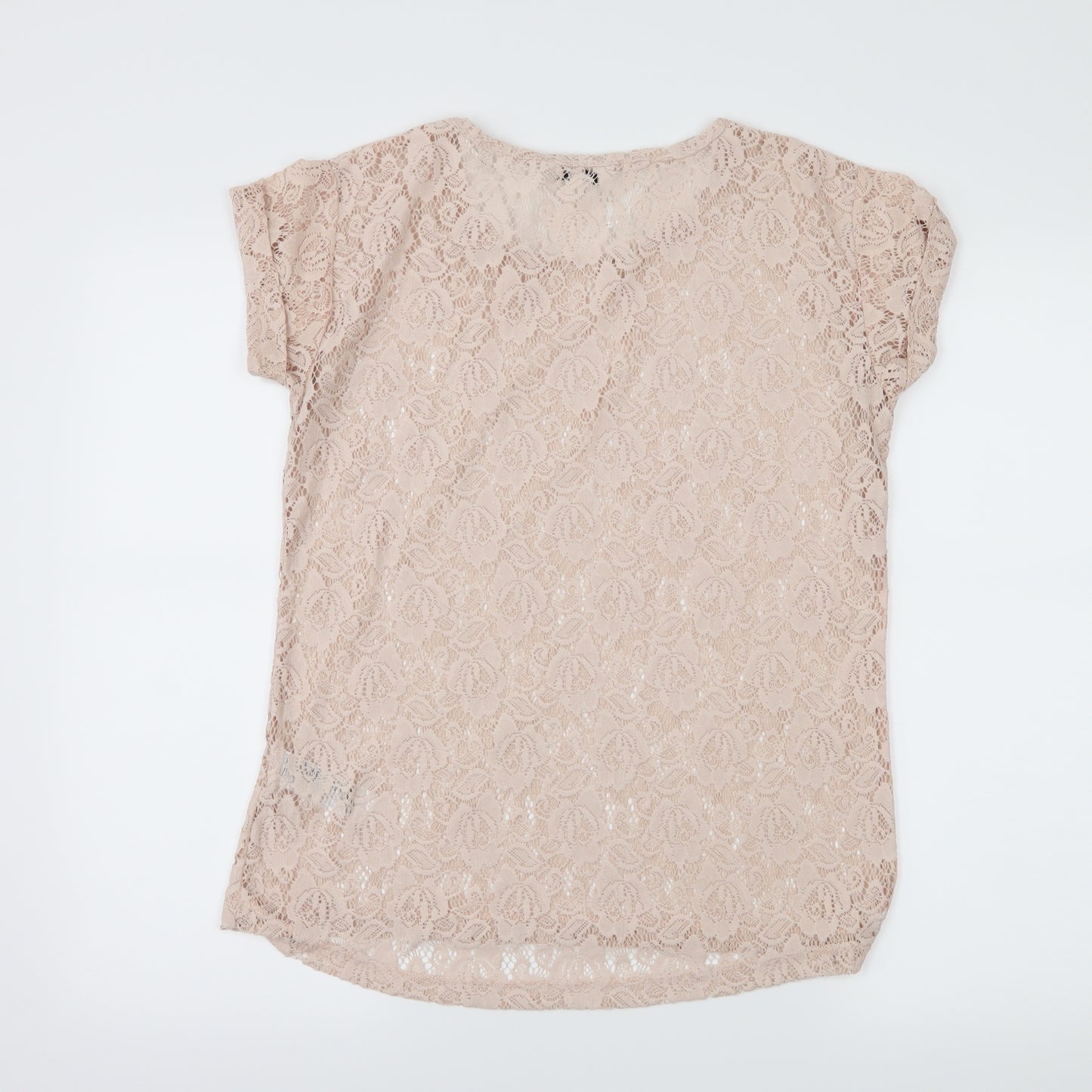 New Look Womens Pink  Lace Basic T-Shirt Size 10