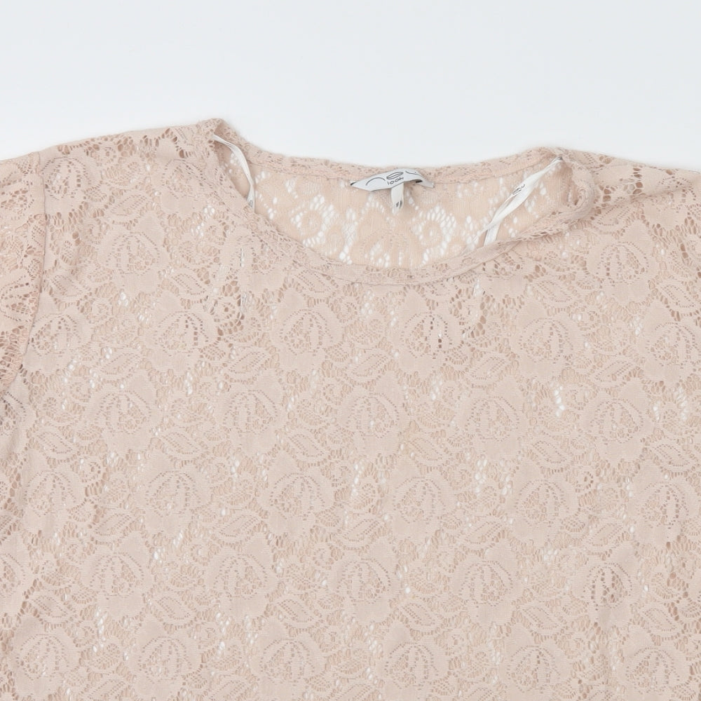 New Look Womens Pink  Lace Basic T-Shirt Size 10