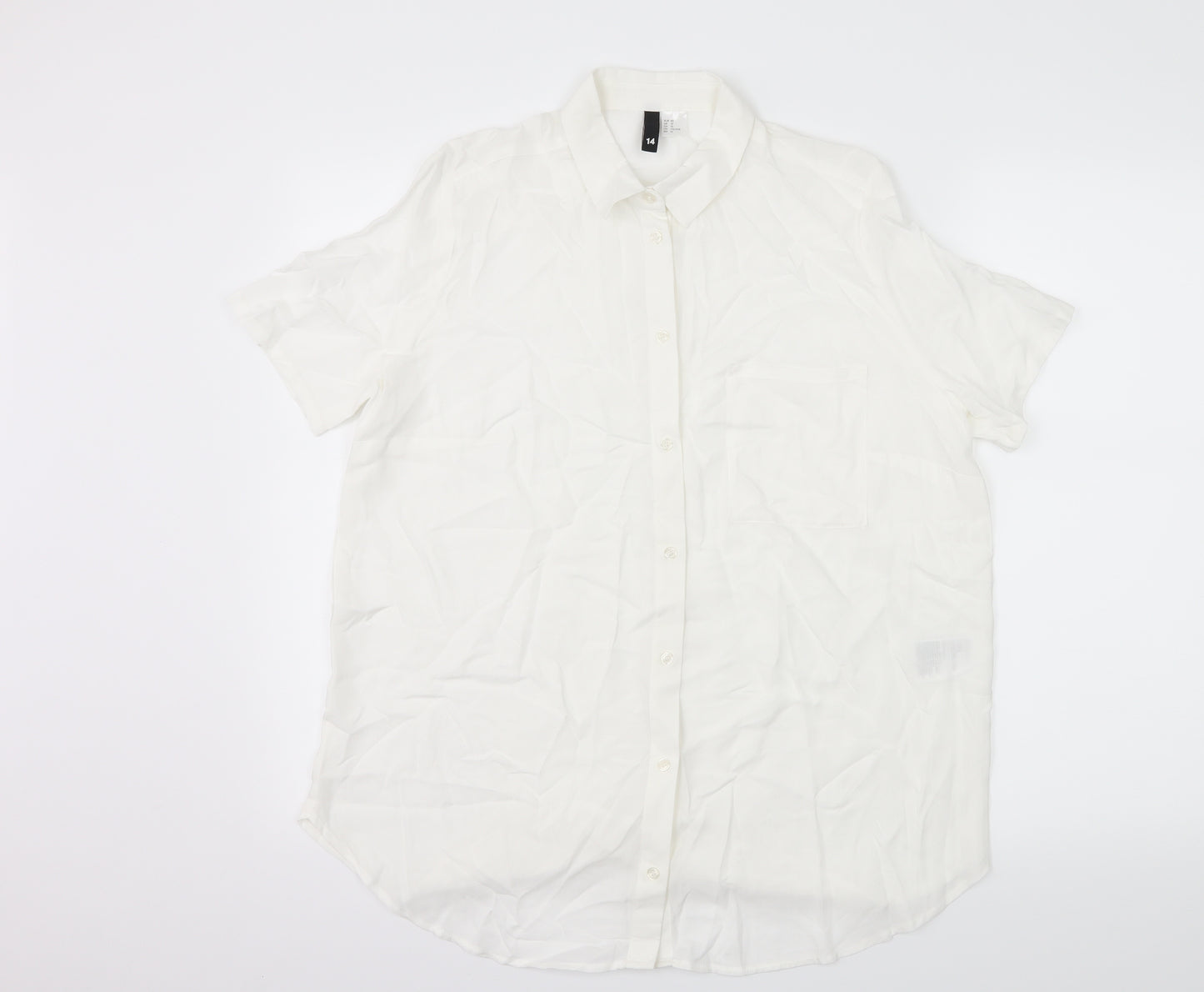 H&M Womens White   Basic Button-Up Size 14
