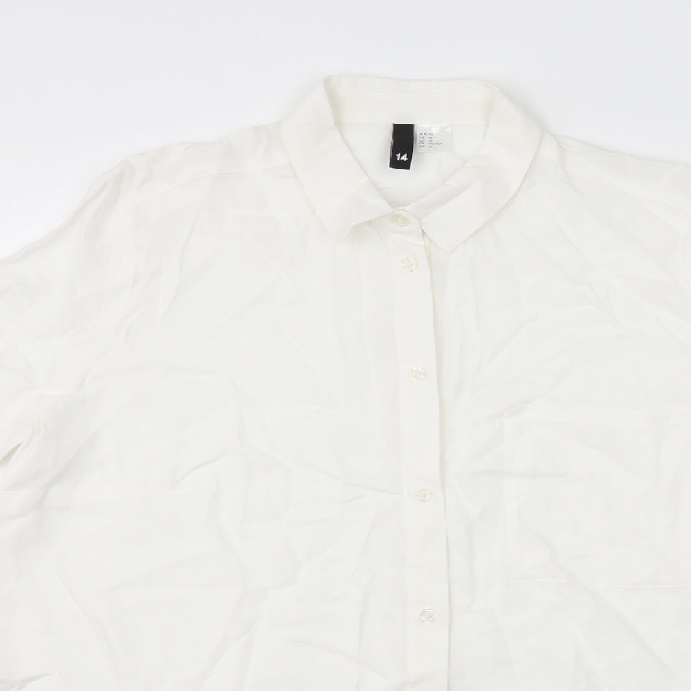 H&M Womens White   Basic Button-Up Size 14
