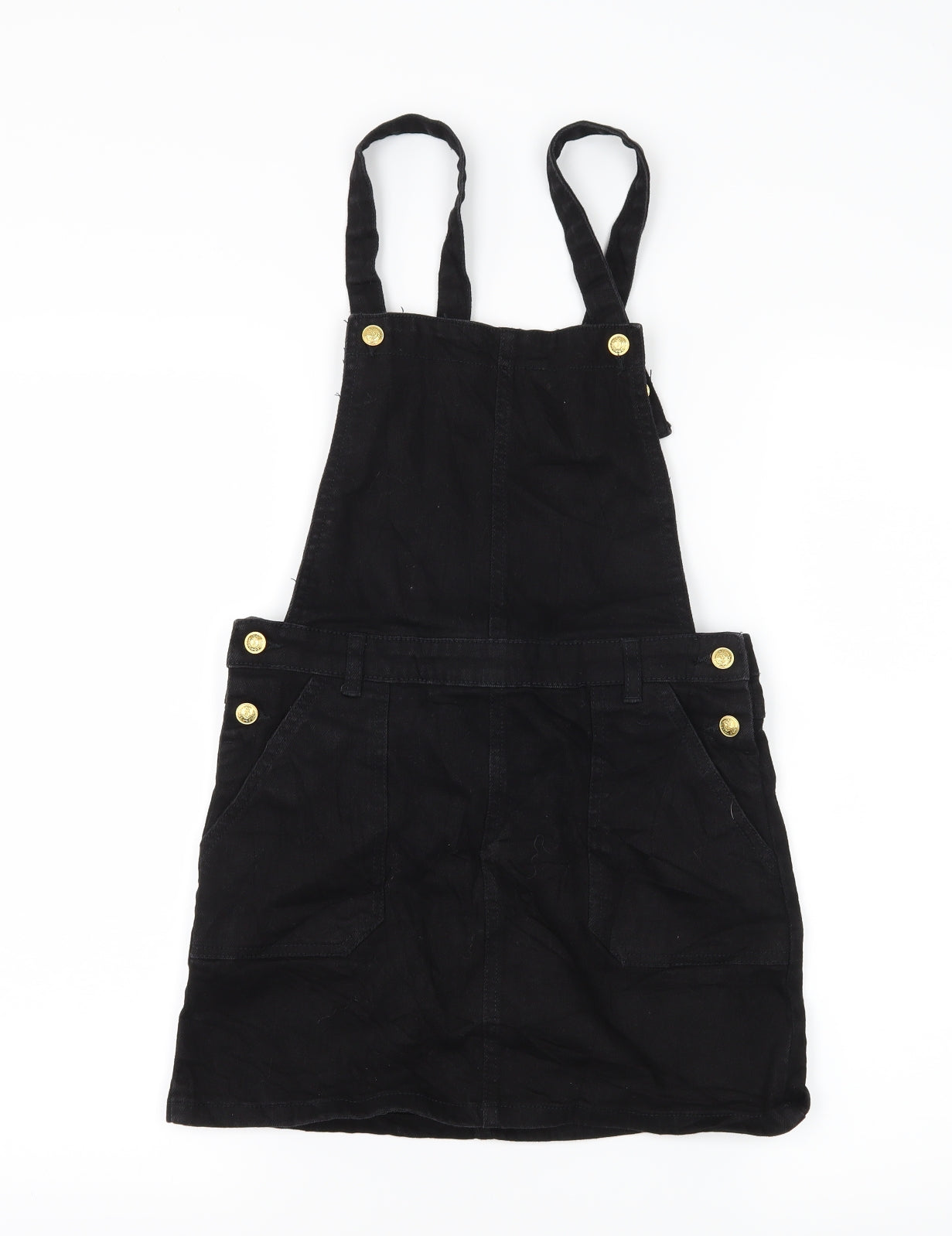 Monoprix Girls Black  Denim Pinafore/Dungaree Dress  Size 12 Years