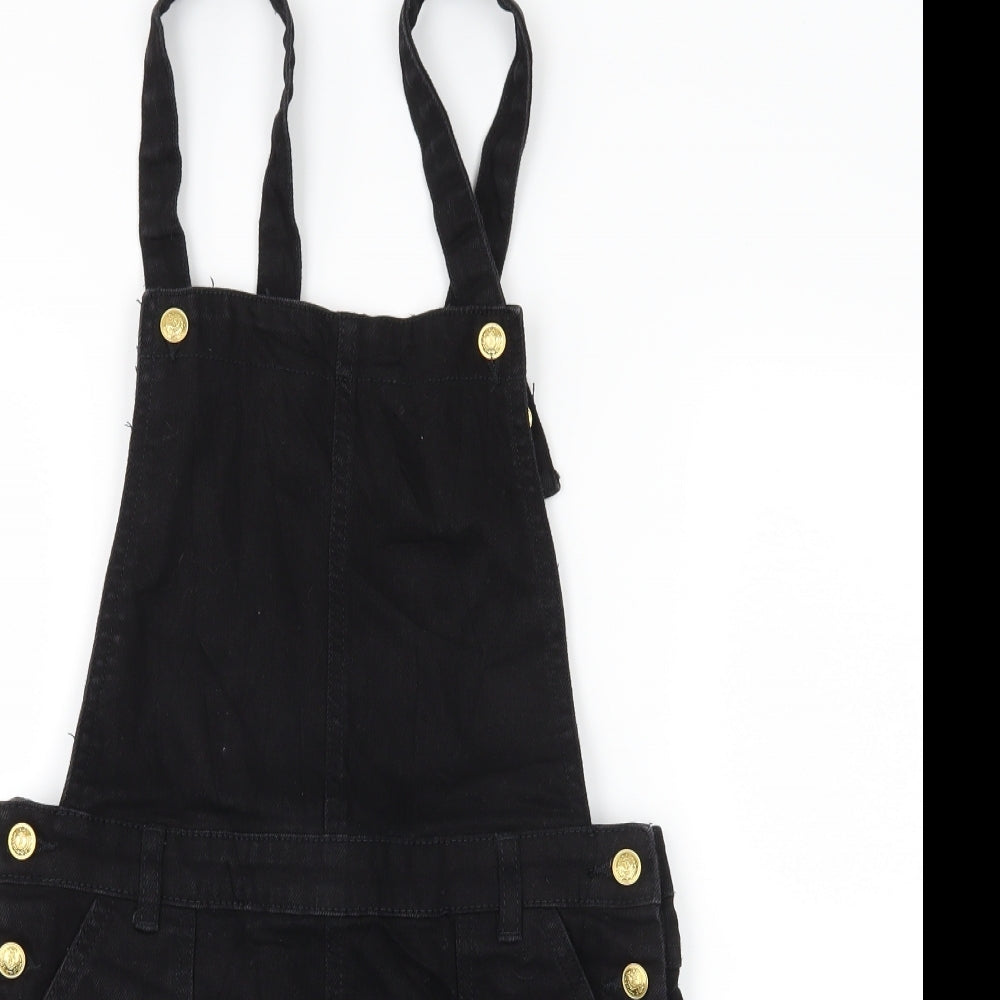 Monoprix Girls Black  Denim Pinafore/Dungaree Dress  Size 12 Years
