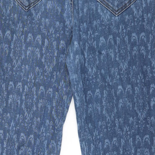 Atelier Gardeur Womens Blue Geometric Denim Skinny Jeans Size 16 L31 in