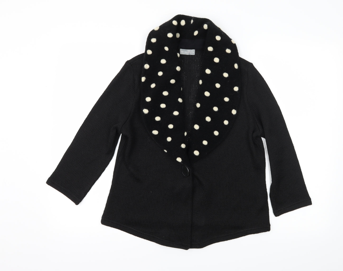 Per Una Womens Black Polka Dot Knit Cardigan Jumper Size M