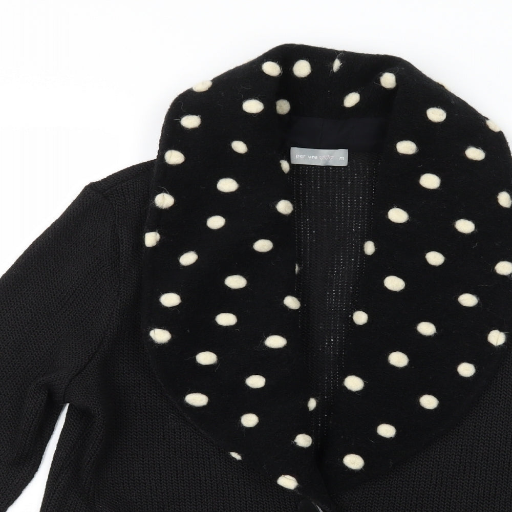 Per Una Womens Black Polka Dot Knit Cardigan Jumper Size M