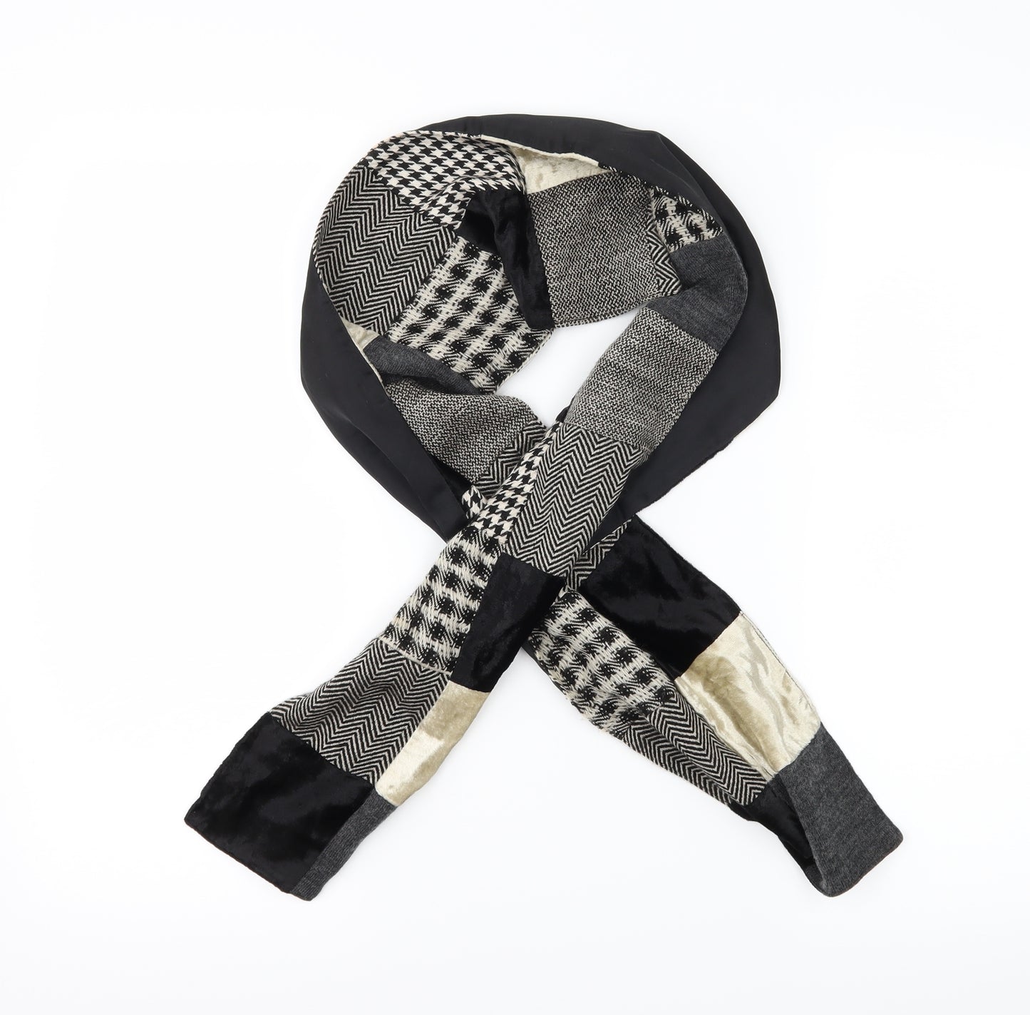 Preworn Womens Black Check Satin  Scarf