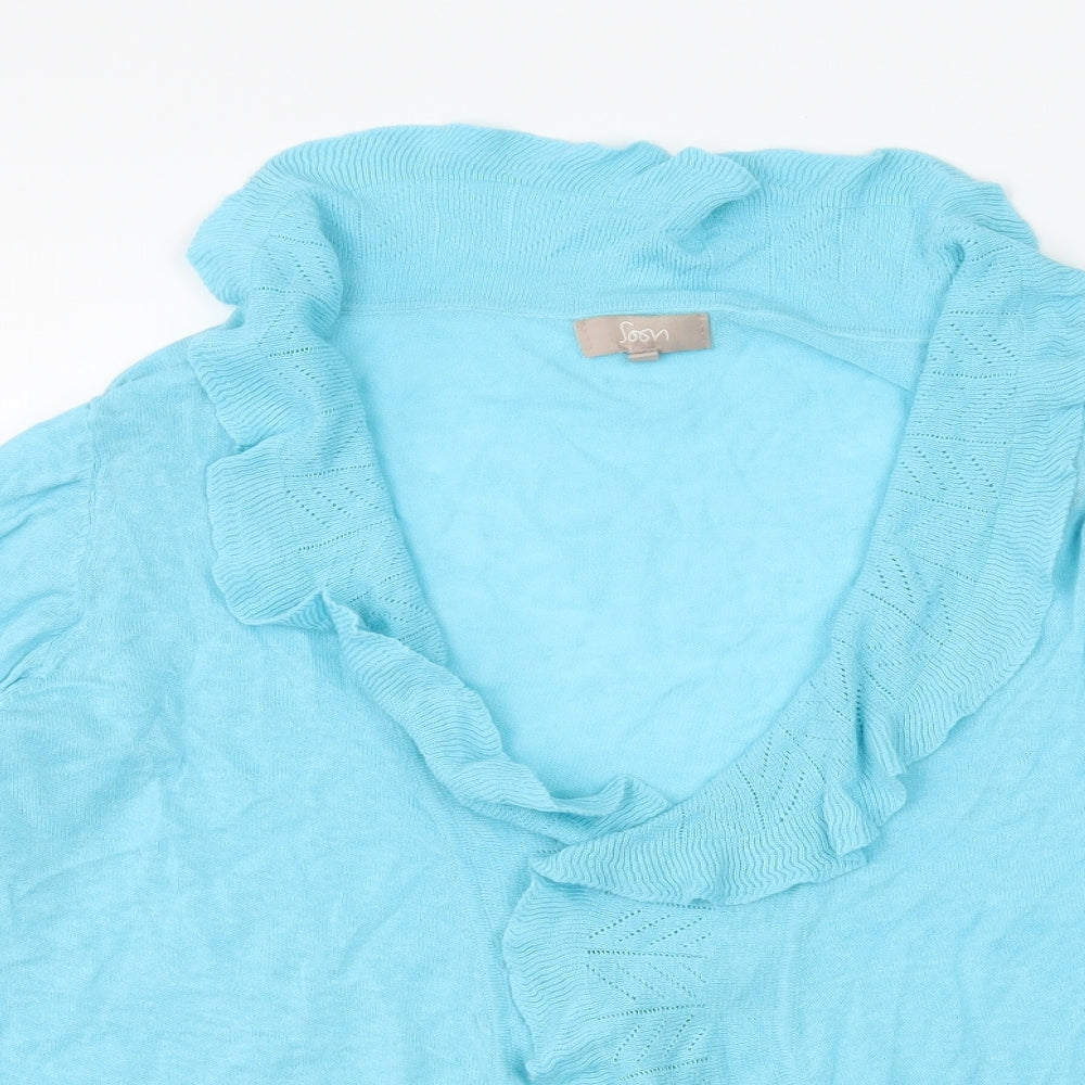 Soon Womens Blue  Knit Cardigan Jumper Size 14