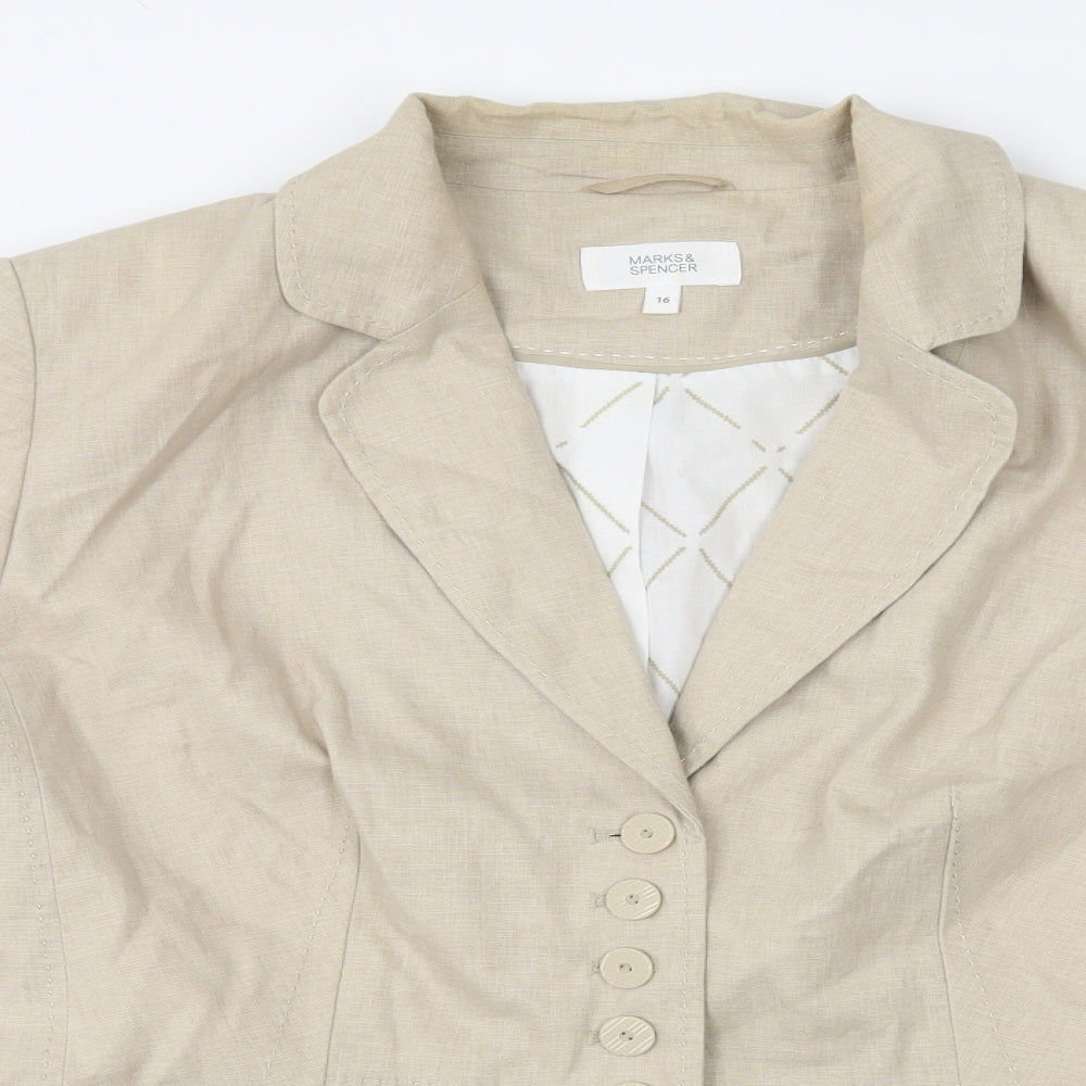 Marks and Spencer Womens Ivory   Jacket Blazer Size 16
