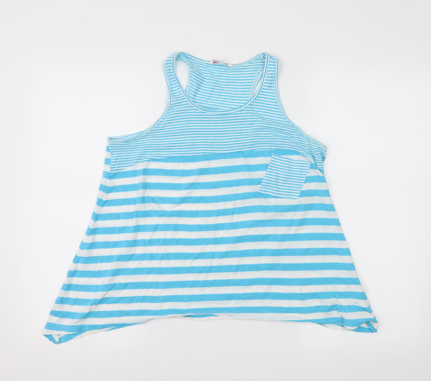 Miss Evie Girls Blue Striped Jersey Basic Tank Size 10-11 Years
