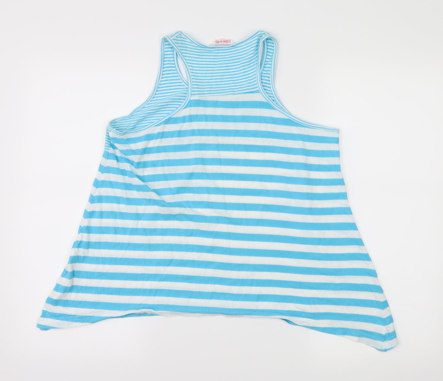 Miss Evie Girls Blue Striped Jersey Basic Tank Size 10-11 Years