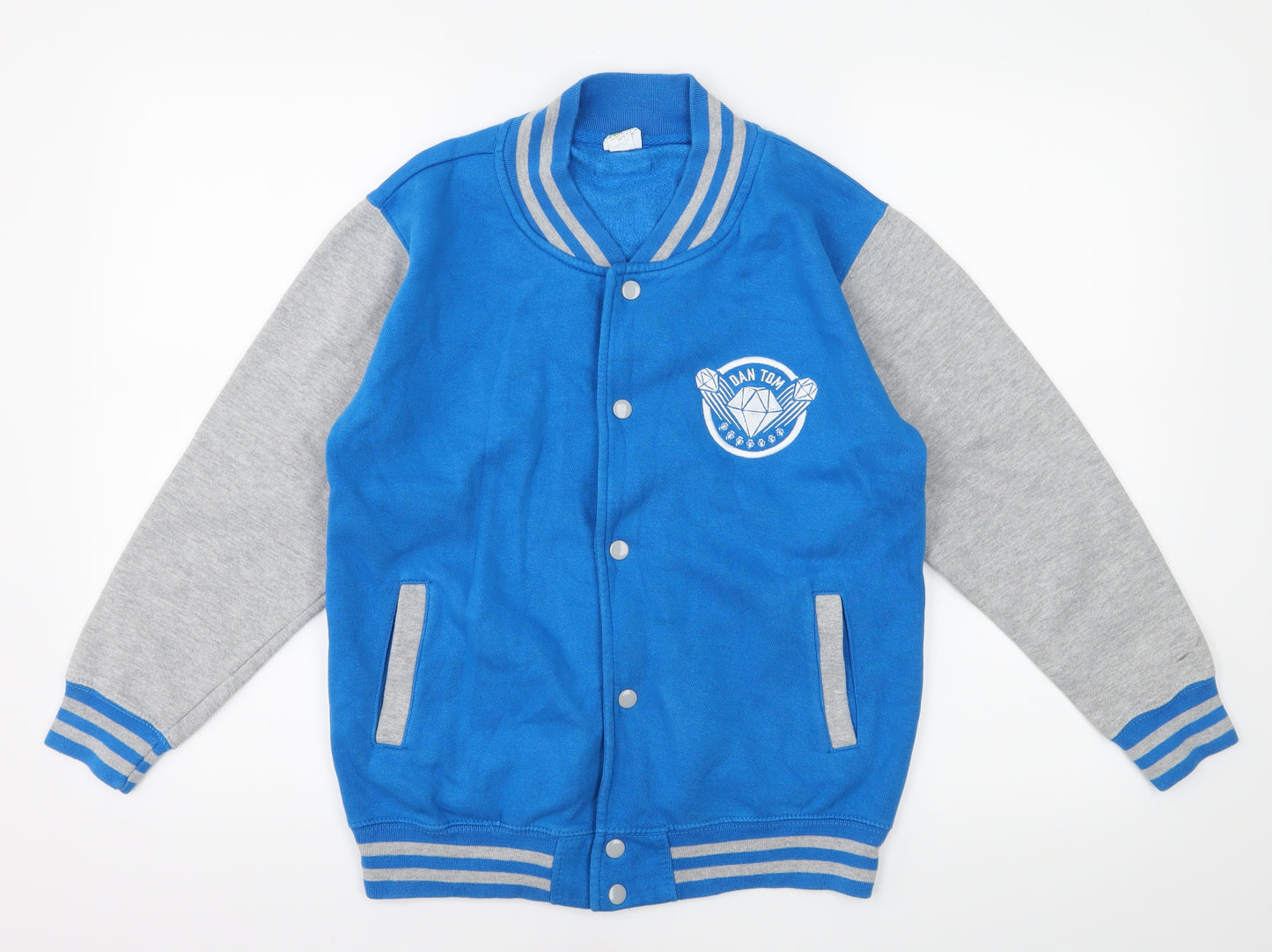All We Do is Boys Blue Spotted Jersey Varsity Jacket Jacket Size 12-13 Years  - Dan Tom