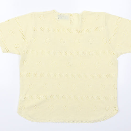 Affections Womens Yellow Floral  Pullover Jumper Size M
